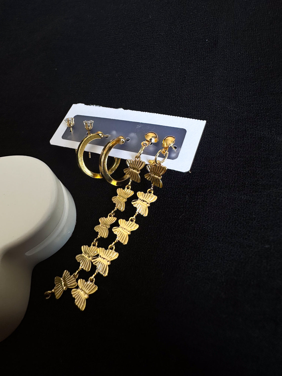 Flies - Gold Çelik küpe