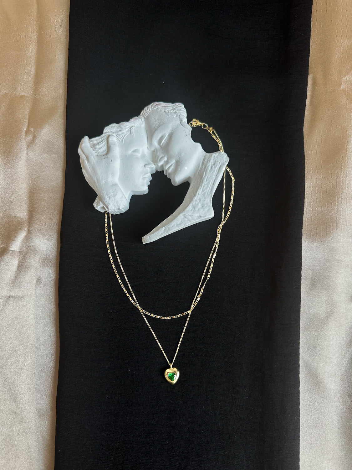 GreenShine - Çelik Gold Taşlı kolye