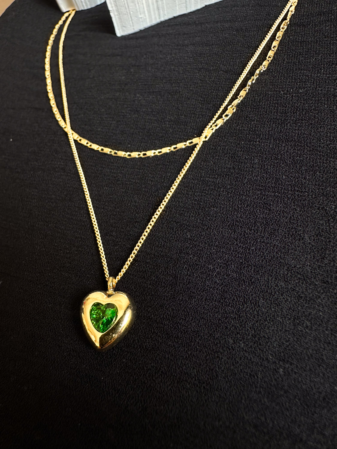 GreenShine - Çelik Gold Taşlı kolye